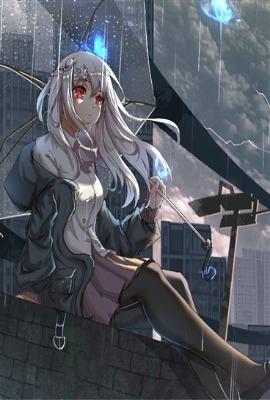 白发红瞳动漫女生图片猫耳